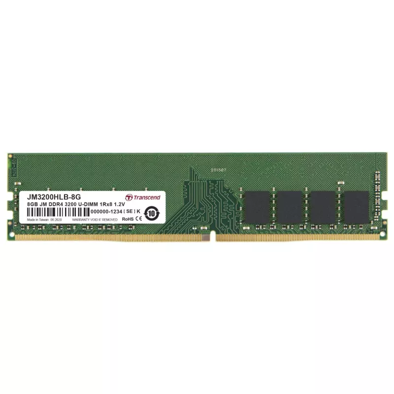 TRANSCEND 8GB JetRam DDR4 3200MHz U-DIMM 1Rx8 1Gx8 CL22 1.2V