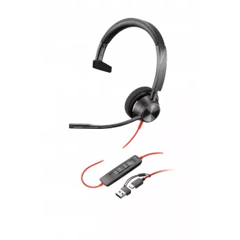 HP Poly Blackwire 3310 monofoninis ausinių komplektas USB-C + USB-C/A adapteris