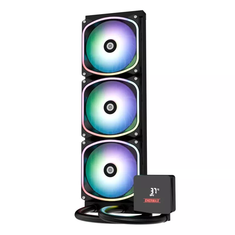 Skystas aušintuvas ENERMAX Aquafusion II 360 mm, 120 mm ventiliatoriai, 380 W TDP, juodas