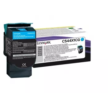 Lexmark C544X1CG grąžinimo programos tonerio kasetė, labai didelės talpos, 4000 psl., žydra