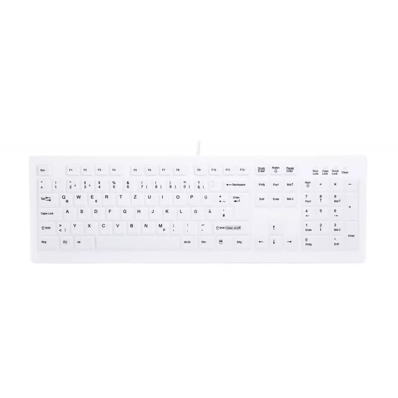 Contour Design Active Key Contour ClassicClean medicininė klaviatūra su nuimamu dangteliu, pilno dydžio, laidinė, balta, DE, C8100