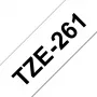 Brother TZE-261 lipni juosta – juodas tekstas ant balto fono, 3,6 cm x 8 m