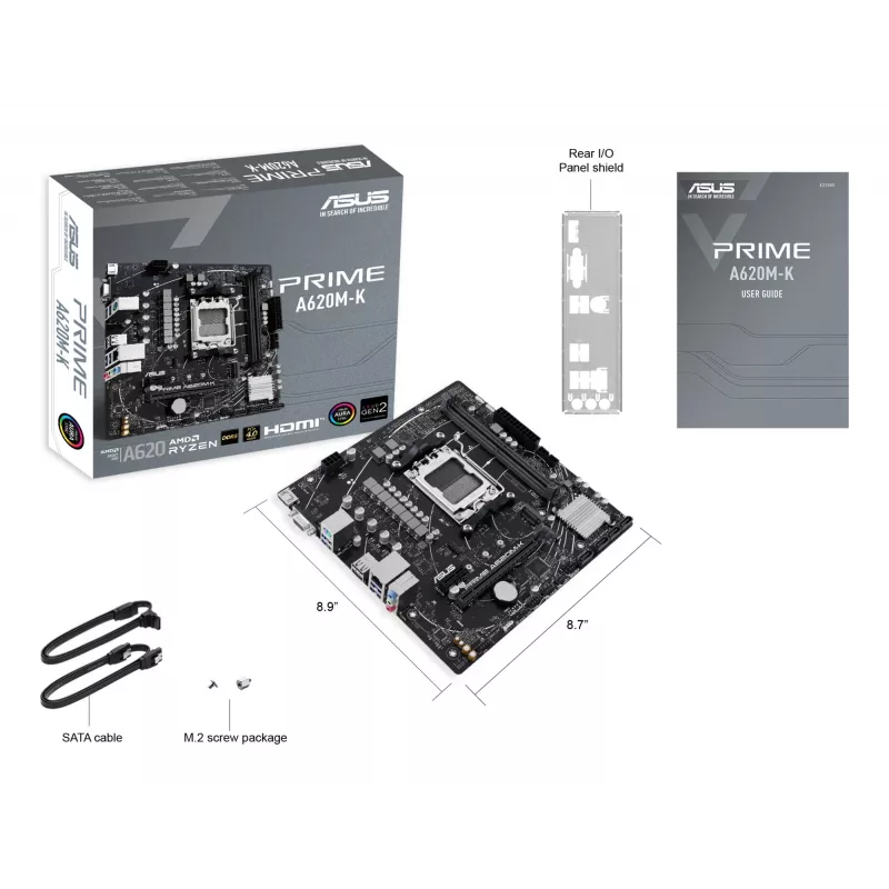 ASUS PRIME A620M-K pagrindinė plokštė AMD A620 Socket AM5 micro ATX