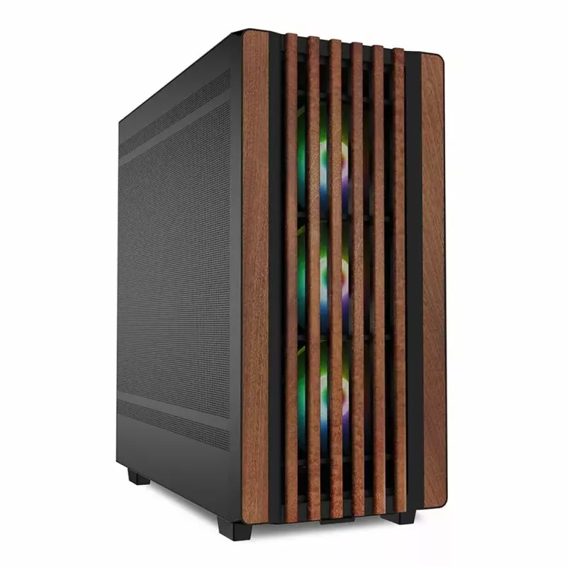 PC korpusas Sharkoon REBEL C70M RGB Full Tower juodas, medinis priekis