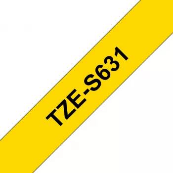Brother TZE-S631 lipni juosta etiketėms, 12 mm, 8 m, ypač stiprus lipnus sluoksnis