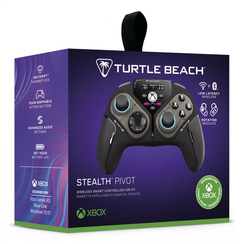 Turtle Beach Stealth Pivot belaidis išmanusis žaidimų valdiklis su besisukančiais moduliais, ekranu, Hall-Effect svirtimis, perprogramuojamais mygtukais, skirtas Windows PC, Xbox Series X/S ir Xbox One