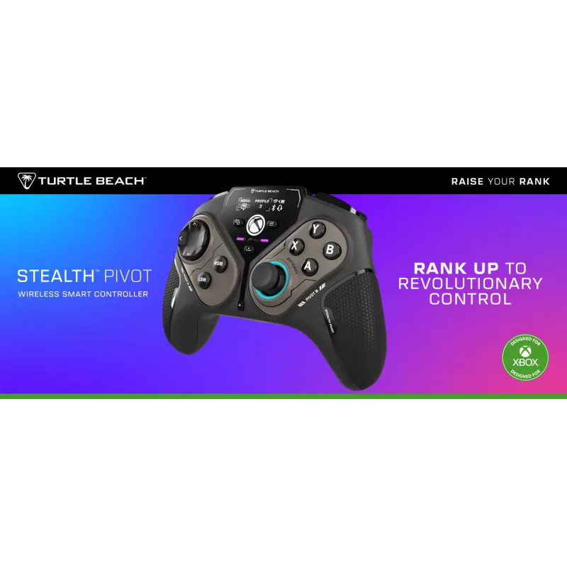 Turtle Beach Stealth Pivot belaidis išmanusis žaidimų valdiklis su besisukančiais moduliais, ekranu, Hall-Effect svirtimis, perprogramuojamais mygtukais, skirtas Windows PC, Xbox Series X/S ir Xbox One