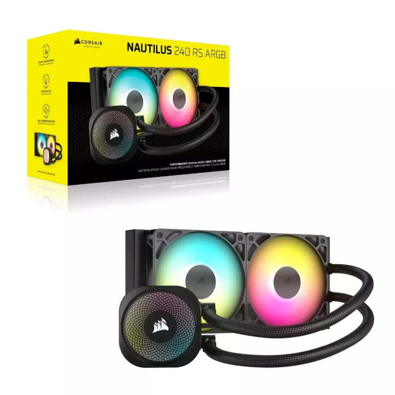 CORSAIR Nautilus 240 Rs ARGB skysčio aušintuvas procesoriui, juodas