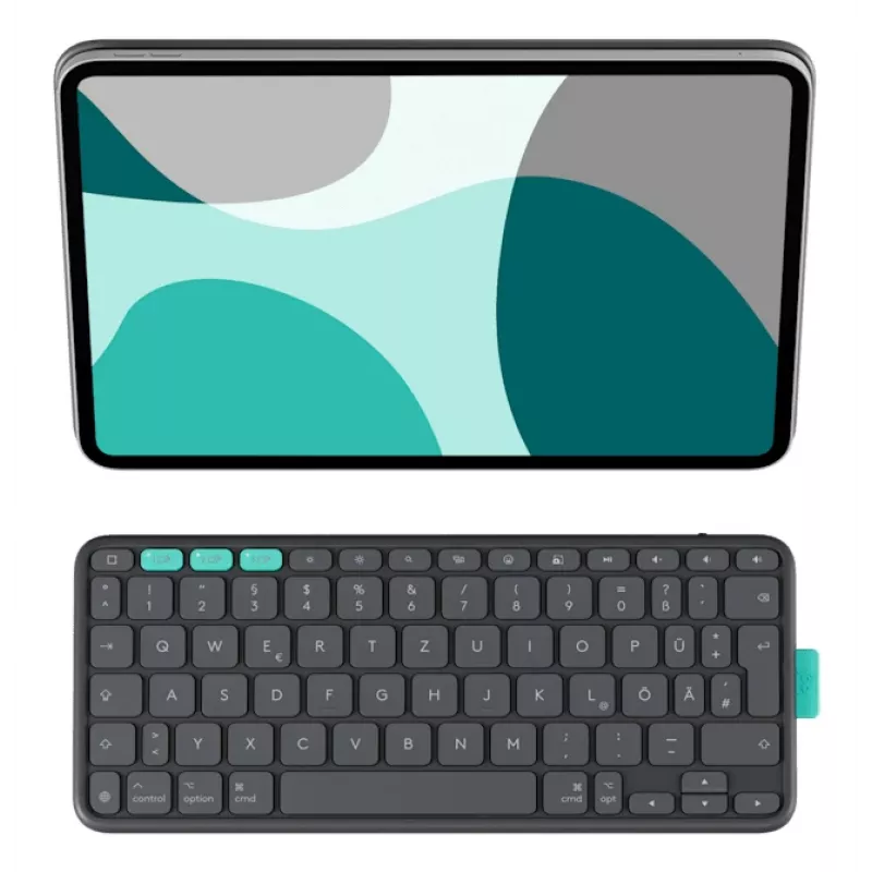 Klaviatūrinis dėklas Logitech Flip Folio QWERTZ vokiečių kalba, skirtas iPad Pro/Air 11 colių, Bluetooth, grafitas, baterija 90 mAh