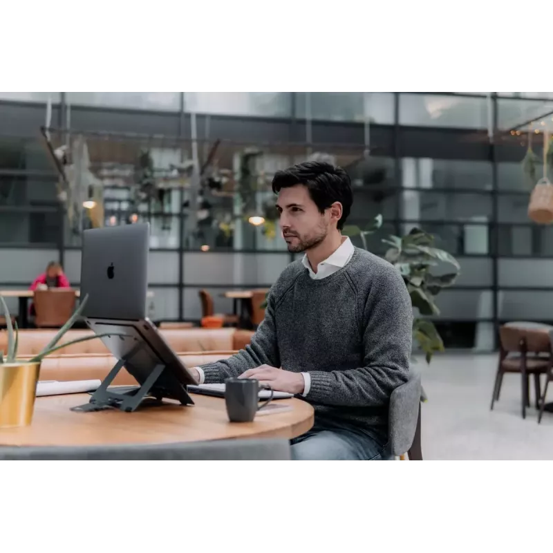 Stovas nešiojamam kompiuteriui BakkerElkhuizen FlexTop 170 juodai pilkas aliuminis guma plienas