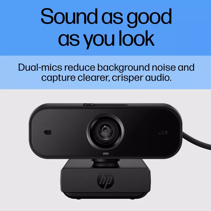 HP 435 FHD Webcam, 2 MP, 1920 x 1080 pikselių, Full HD, 30 kadrų/s, UVC 1.1, automatinis fokusavimas