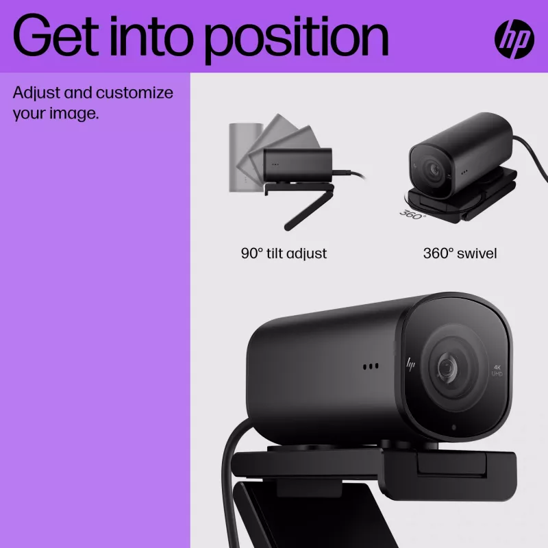 HP 965 4K srautinė internetinė kamera, 8 MP, 3840 x 2160, USB