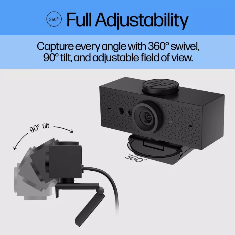 HP 620 FHD Webcam, 4 MP, 1920 x 1080 pikselių, Full HD, 60 kadrų/s, 720p, 1080p, 5x skaitmeninis priartinimas