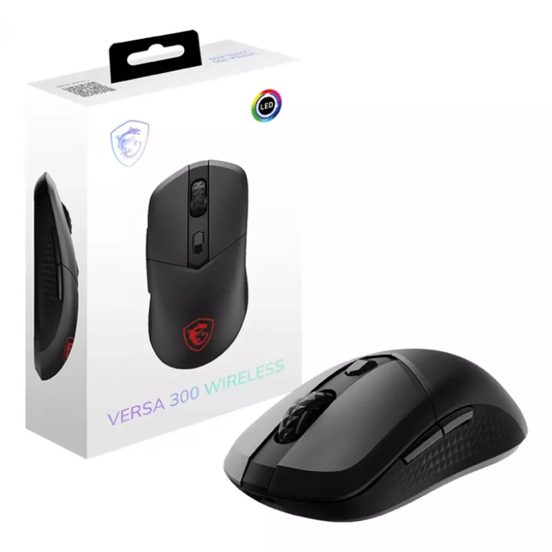 MSI VERSA 300 pelė žaidimams, RF belaidė + Bluetooth + USB Type-C, optinė, 8000 DPI