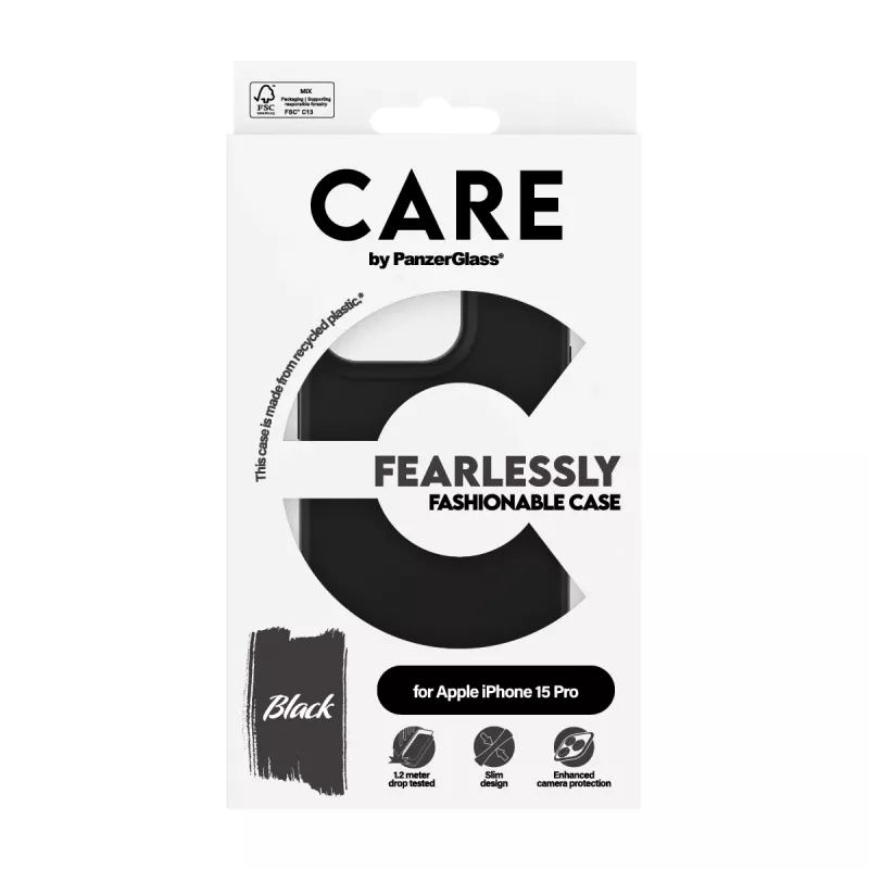 PanzerGlass CARE™ by ® Dėklas Black iPhone 15 Pro, Juodas