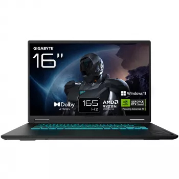 Nešiojamas kompiuteris GIGABYTE GAMING A16 3WHK3DE894SH, AMD Ryzen™ 7, 16 GB, 1 TB SSD, RTX 5070, 16 inch WUXGA, Windows 11 Home, juodas
