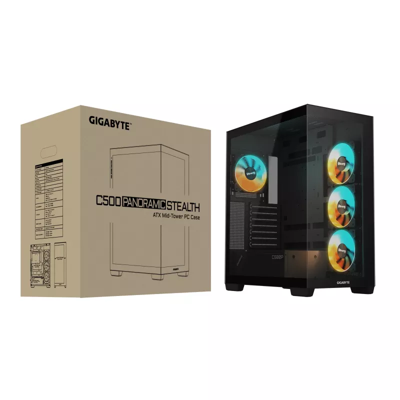 GIGABYTE C500 PANORAMIC STEALTH Midi Tower Juodas