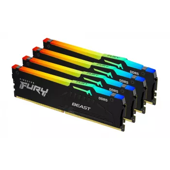 Kingston FURY Beast 128GB (4x32GB) DDR5 5200MT/s CL40 DIMM RGB atminties rinkinys