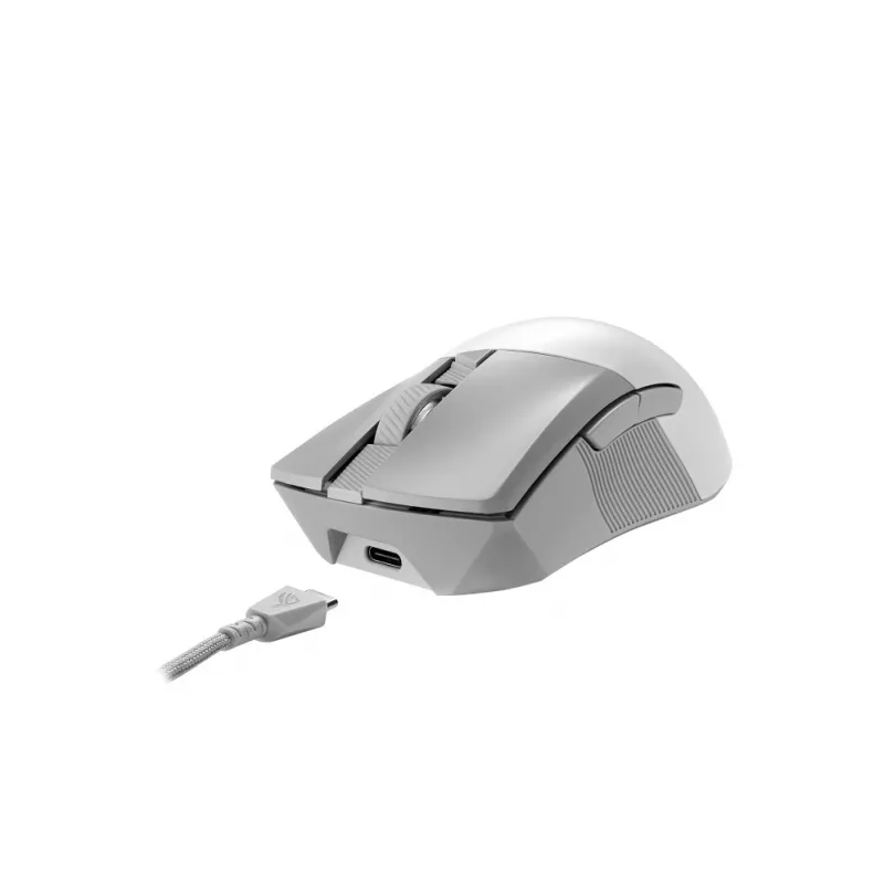 ASUS ROG Gladius III Wireless Aimpoint White pelė, skirta dešinei rankai, RF belaidis + Bluetooth + USB Type-A, optinė 36000 DPI