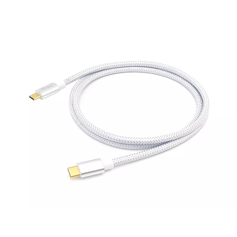 Equip USB 3.2 Gen 2 laidas Type-C į Type-C, vyriškas/vyriškas, 0,5 m, 5A, sidabrinis/baltas
