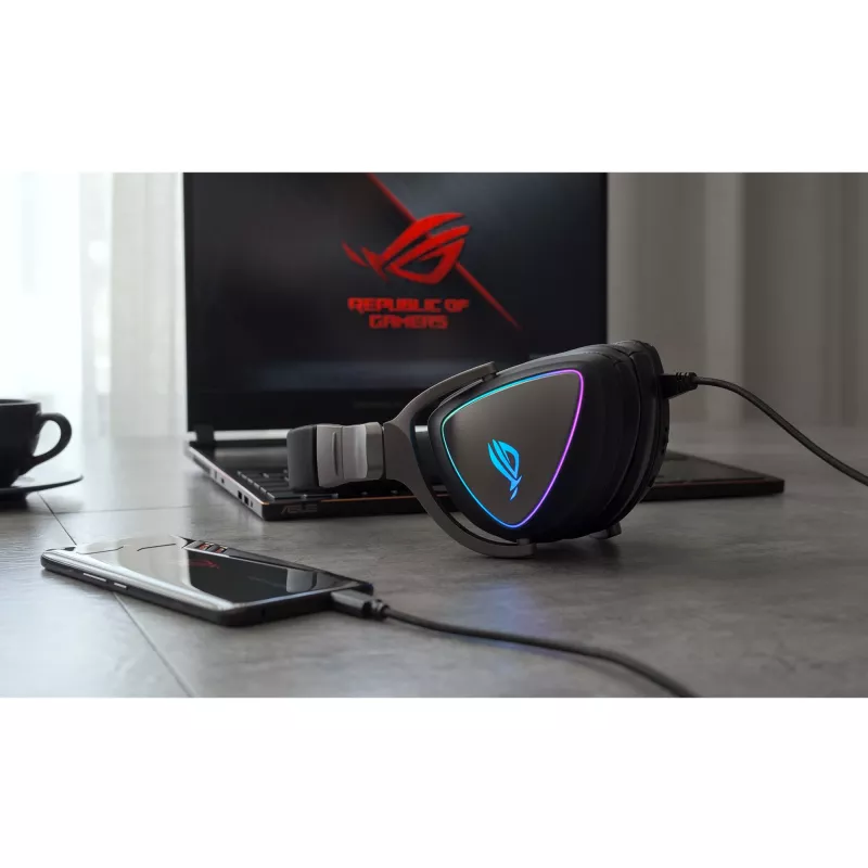 Ausinės ASUS ROG Delta, laidinės, ant galvos, žaidimams, juodos