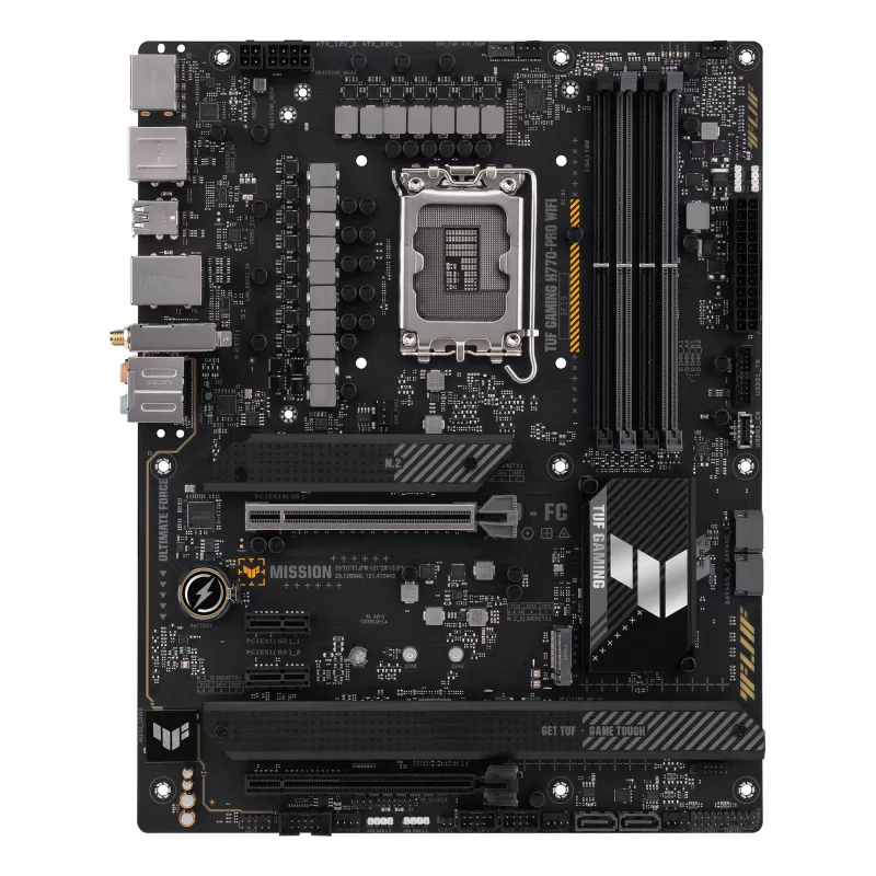 Motininė plokštė ASUS TUF GAMING H770-PRO WIFI — Intel H770, LGA 1700, ATX, DDR5, 4x DIMM, 128 GB, Wi‑Fi 6, 2,5 Gb LAN, 4x M.2