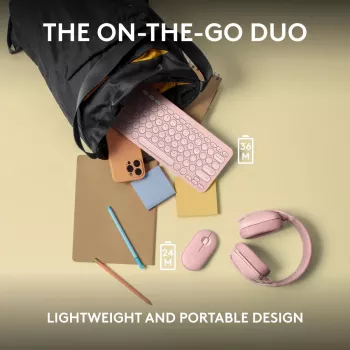Logitech Pebble 2 Combo belaidė klaviatūra ir pelė rožinė QWERTY