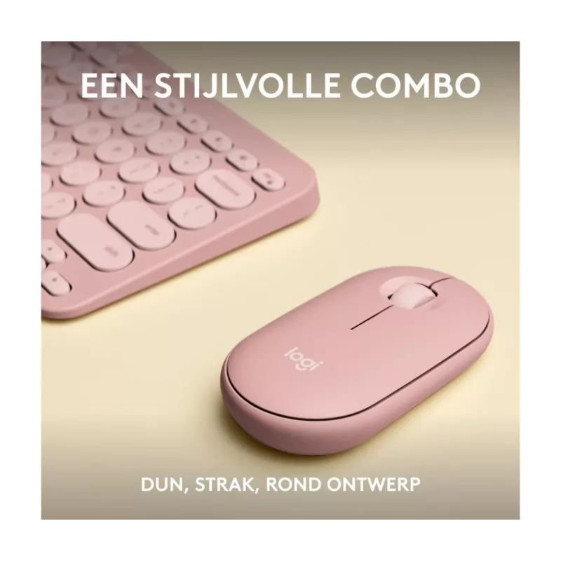 Logitech Pebble 2 Combo belaidė klaviatūra ir pelė rožinė QWERTY