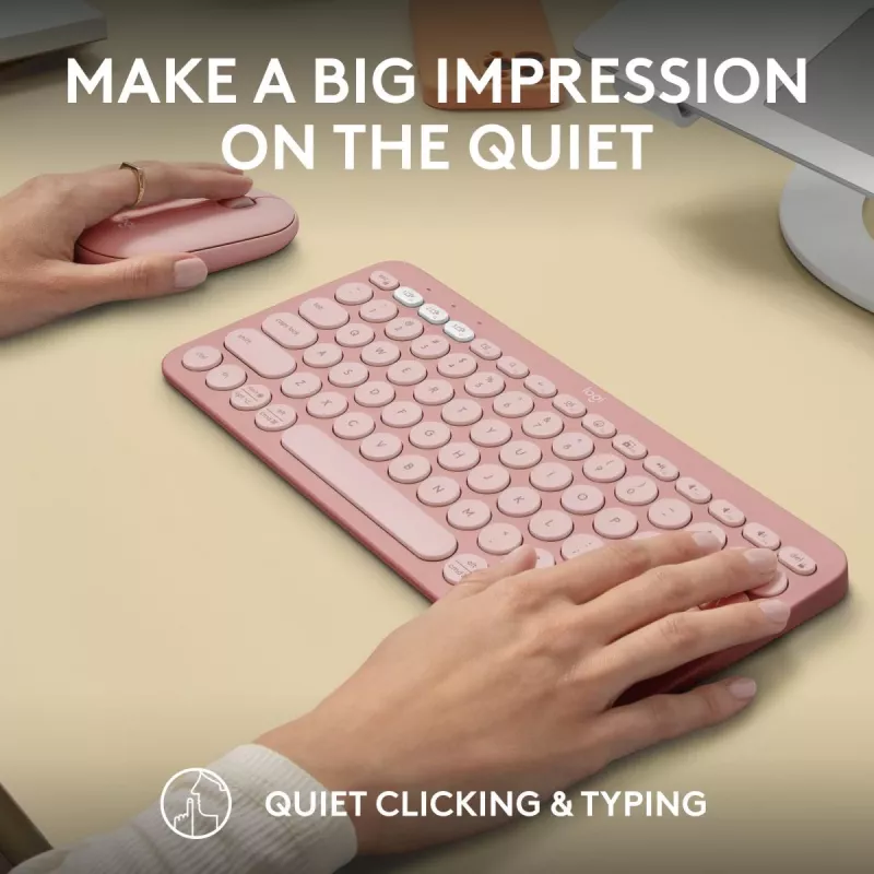 Logitech Pebble 2 Combo belaidė klaviatūra ir pelė rožinė QWERTY