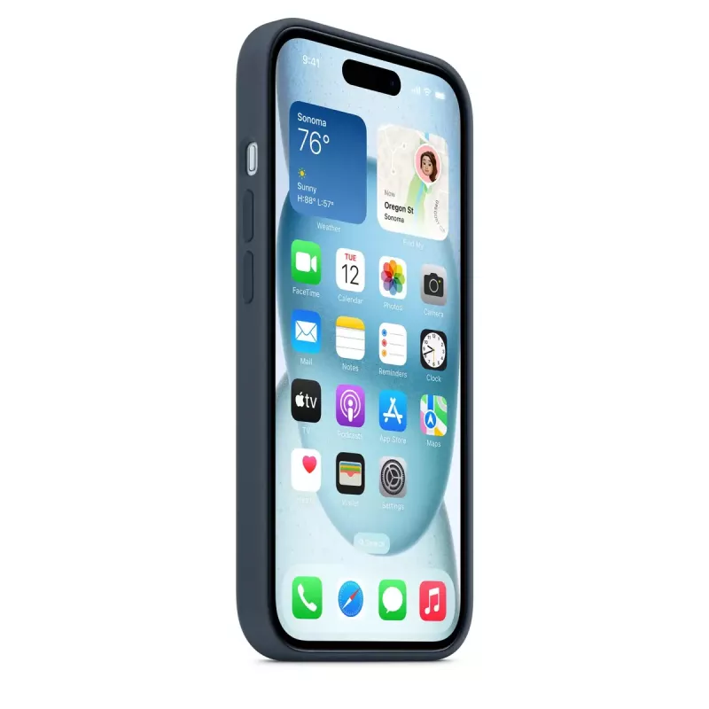 Apple iPhone 15 Silikoninis dėklas su MagSafe Storm Blue