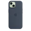 Apple iPhone 15 Silikoninis dėklas su MagSafe Storm Blue