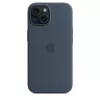 Apple iPhone 15 Silikoninis dėklas su MagSafe Storm Blue