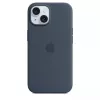 Apple iPhone 15 Silikoninis dėklas su MagSafe Storm Blue