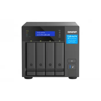 QNAP TVS-H474 bokštinis NAS Intel® Pentium® G7400 8 GB DDR4 0 TB QuTS hero juodas