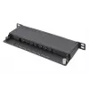 DIGITUS Patch Panel CAT6A ekranuotas, 8 prievadų, 1/2U, 10 inch stovo montavimui, juodas RAL 9005