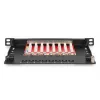 DIGITUS Patch Panel CAT6A ekranuotas, 8 prievadų, 1/2U, 10 inch stovo montavimui, juodas RAL 9005