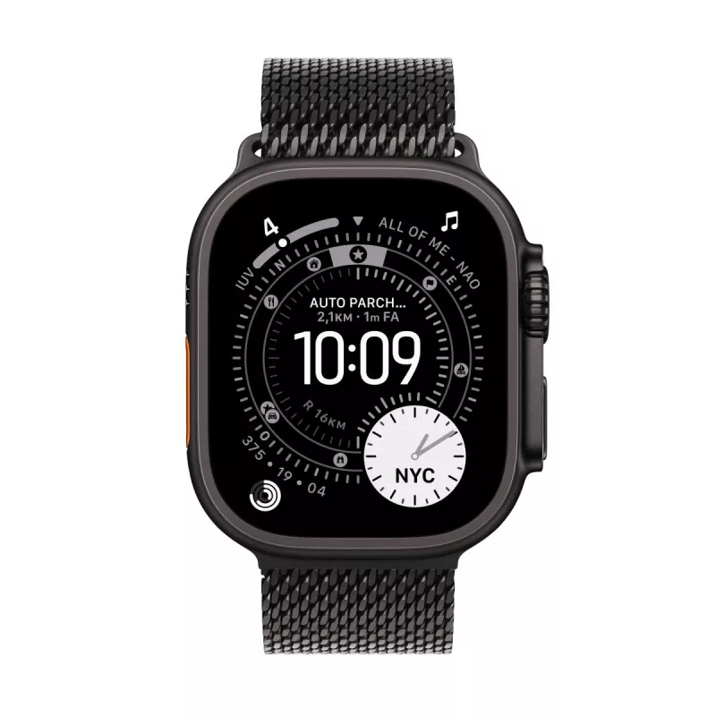 APPLE Watch Ultra 3 GPS + Cellular 49 mm juodas titano korpusas su juodu titano Milano apyranke