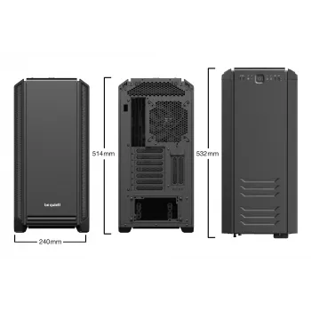 be quiet! Silent Base 601 Window Midi Tornas Juodas