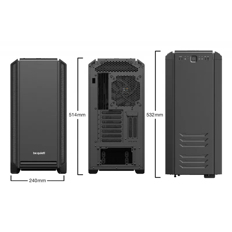 be quiet! Silent Base 601 Window Midi Tornas Juodas