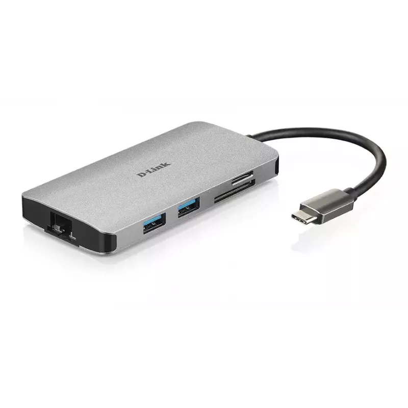 D-Link 8 viename USB-C centras su HDMI / Ethernet / kortelių skaitytuvu / Power Delivery
