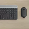 LOGITECH MK470 belaidė klaviatūra ir pelė – kompaktiškas rinkinys (grafitas, AZERTY belgų išdėstymas)