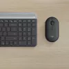 LOGITECH MK470 belaidė klaviatūra ir pelė – kompaktiškas rinkinys (grafitas, AZERTY belgų išdėstymas)