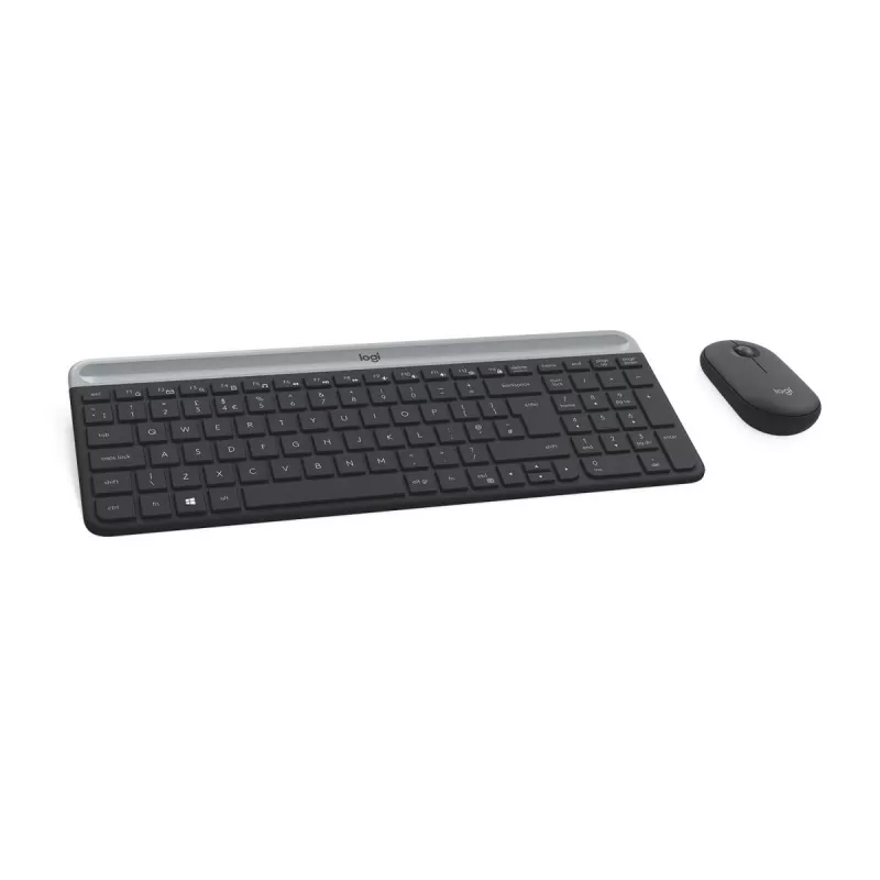 LOGITECH MK470 belaidė klaviatūra ir pelė – kompaktiškas rinkinys (grafitas, AZERTY belgų išdėstymas)