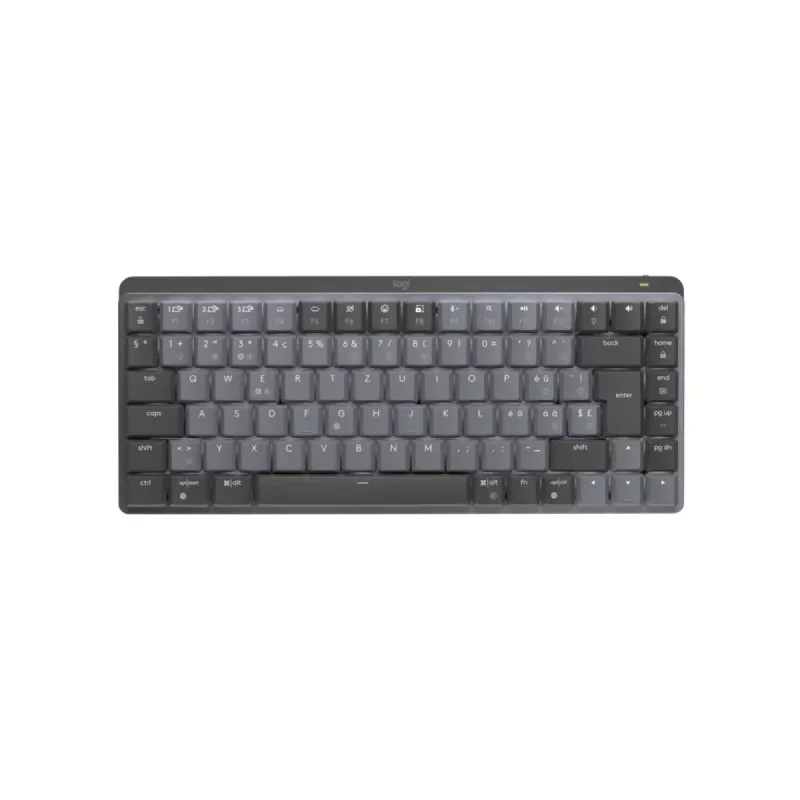 LOGITECH MX Mechanical Mini belaidė apšviesta klaviatūra – grafito spalva, lietimui jautrūs tylūs mygtukai, QWERTZ Suisse