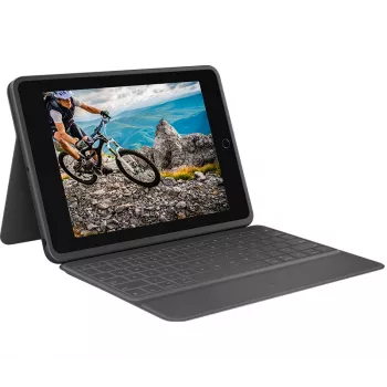 LOGITECH Rugged Folio Graphite Qwertz Deutsch – tvirtas dėklas su klaviatūra iPad 7/8 kartai