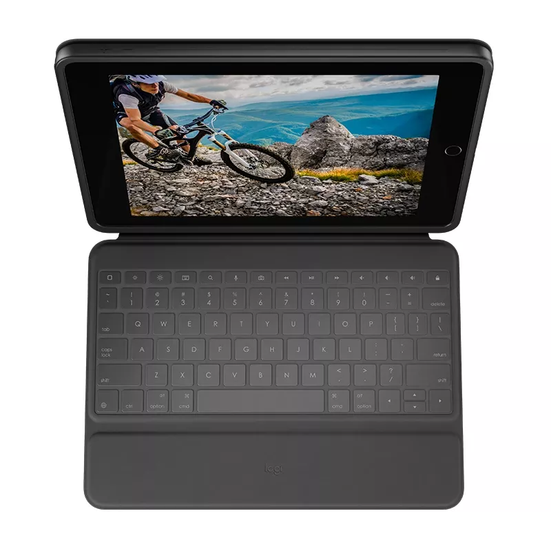 LOGITECH Rugged Folio Graphite Qwertz Deutsch – tvirtas dėklas su klaviatūra iPad 7/8 kartai
