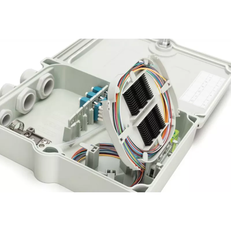 Skaidulinio pluošto paskirstymo dėžė Digitus FTTH/FTTB surinkta OS2 12 skaidulų LC/PC