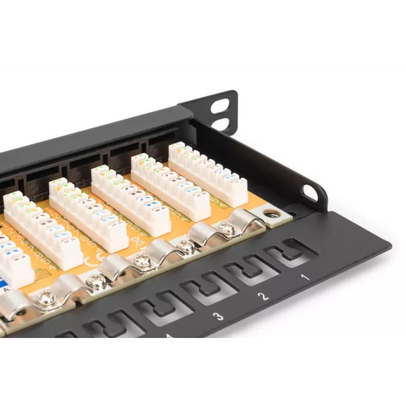 DIGITUS Patch panel CAT6 Neekranuotas 24 prievadų Su dulkėtųjų dangteliais - Juodas