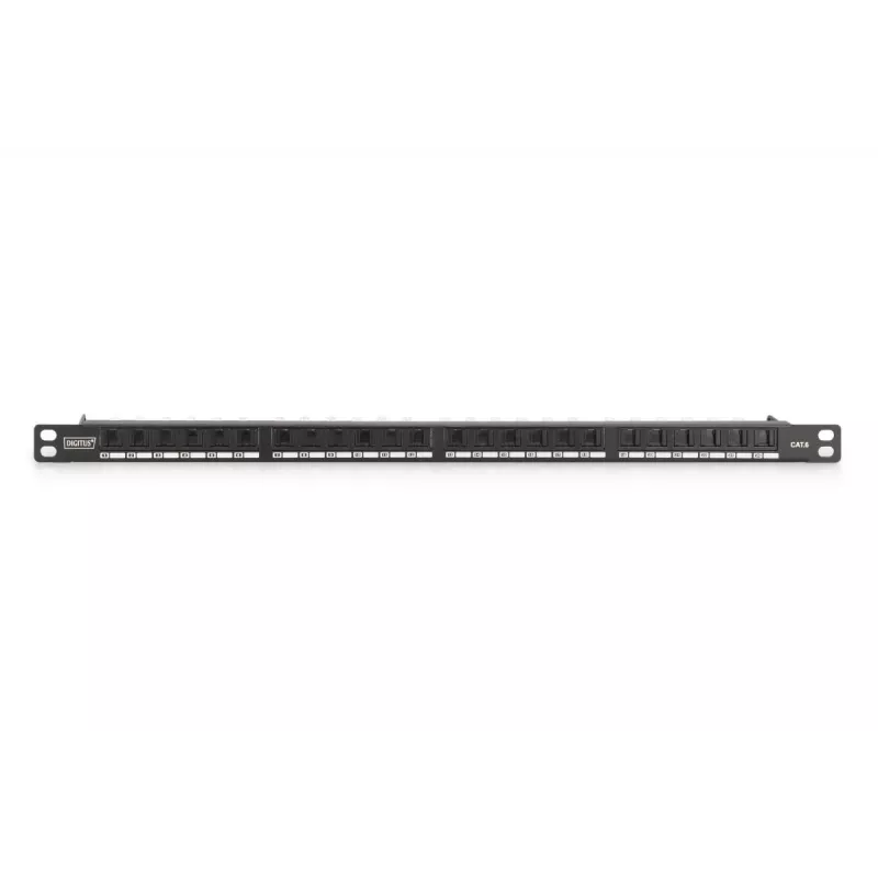 DIGITUS Patch panel CAT6 Neekranuotas 24 prievadų Su dulkėtųjų dangteliais - Juodas