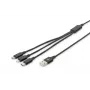 DIGITUS 3-in-1 įkrovimo laidas USB A – Lightning + micro B + Type-C 1m